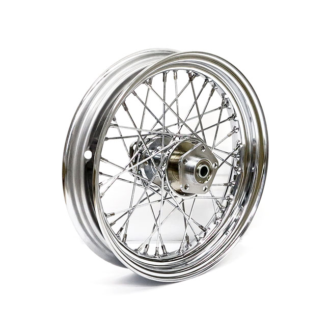 3.00 X 16 dual flange wheel 40 spokes chrome