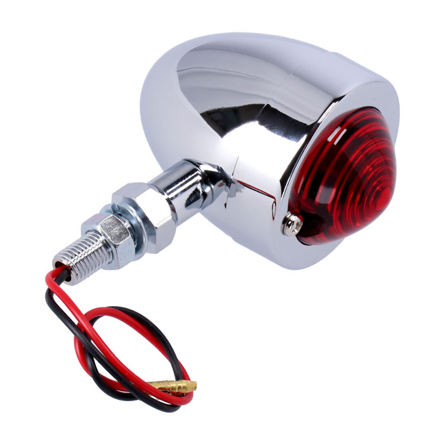 Bullet marker light. Chrome. Red lens. DF. Ext. stud mount