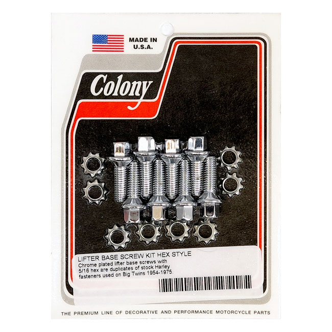 Colony, tappet block mount kit. OEM style, chrome