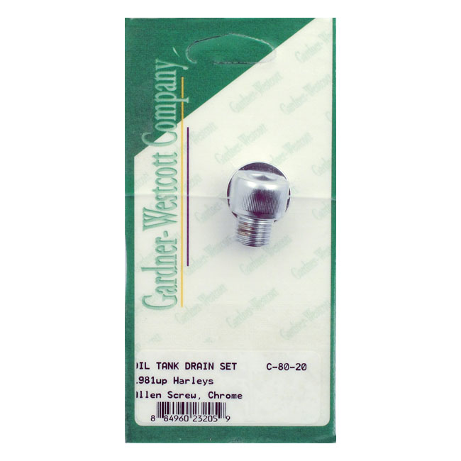 GW, oil drain plug, allen head. 1/2"-20. Chrome