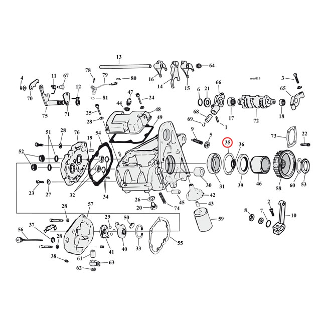 Retaining ring, mainshaft bearing (left)