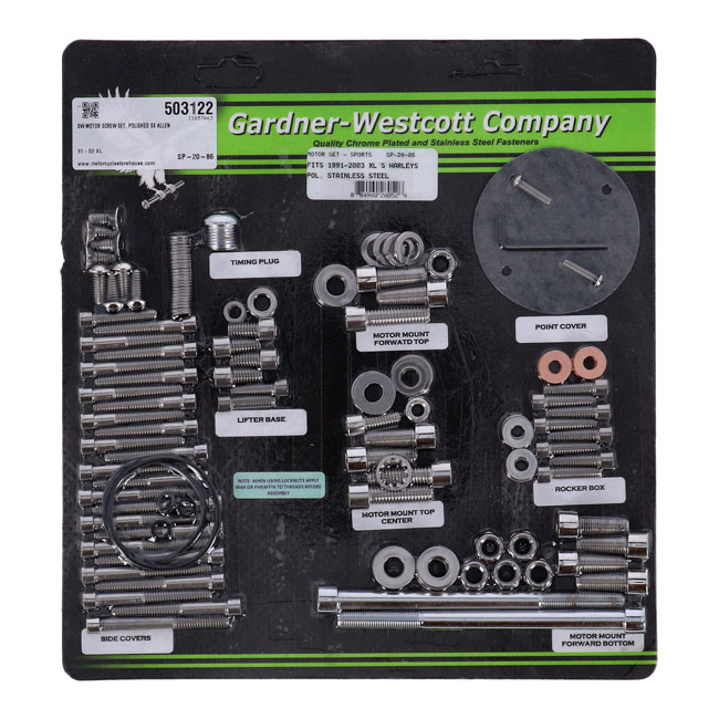 GW MOTOR SCREW SET, POLISHED SS ALLEN