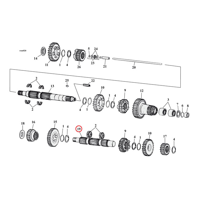 Andrews, 5-speed transmission countershaft