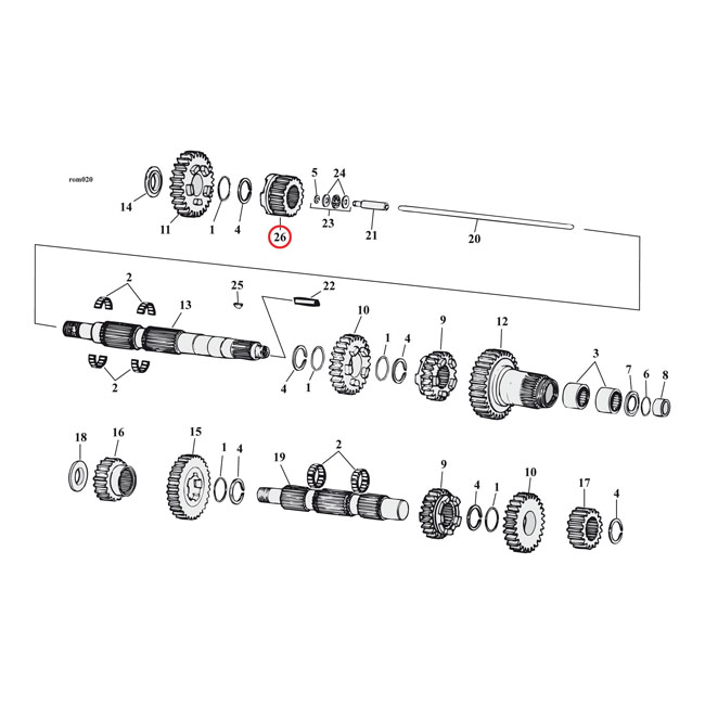 Andrews, 1st gear mainshaft