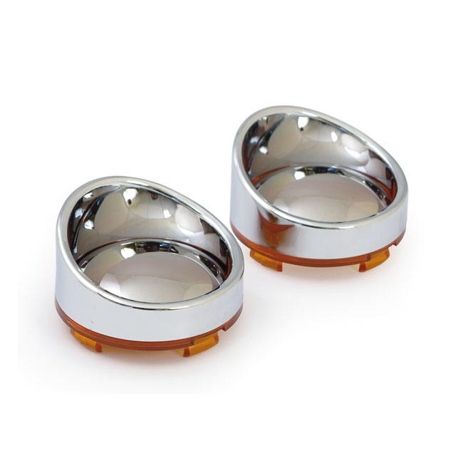 Turn signal lens set with visor. Mirror amber lens