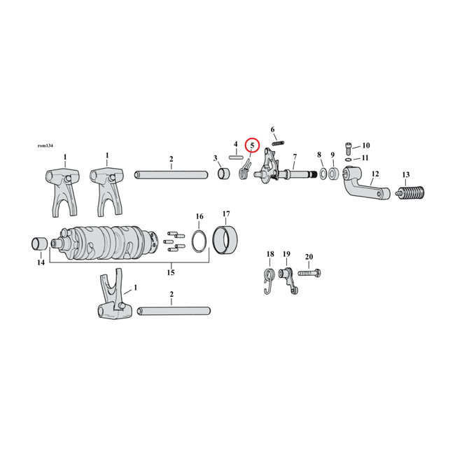 Return spring, shifter ratchet lever centering