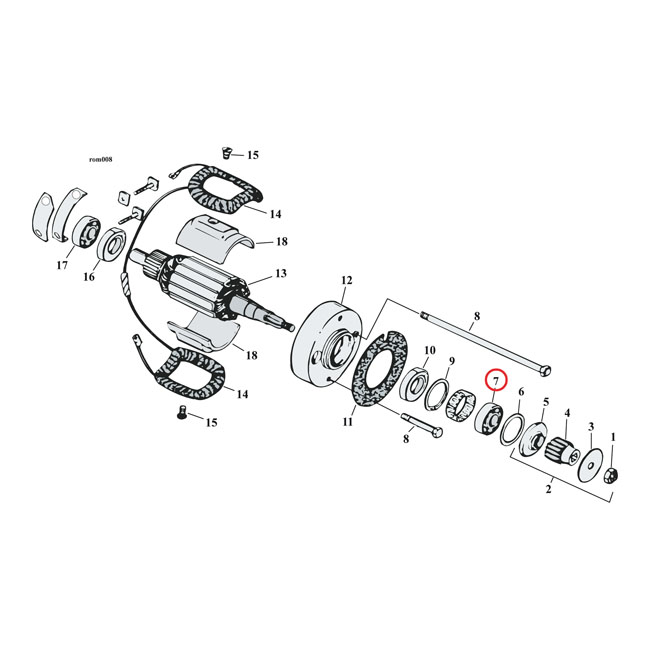 Ball bearing, generator drive end