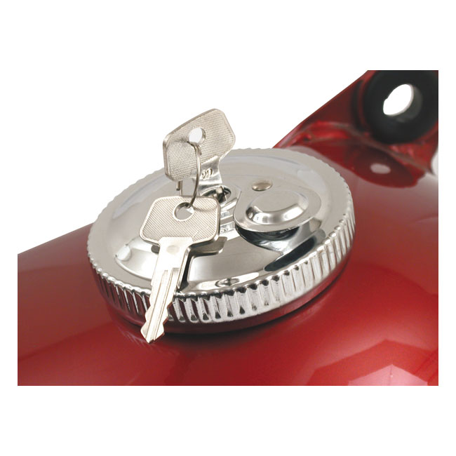 Gas cap with lock. Vented. Chrome