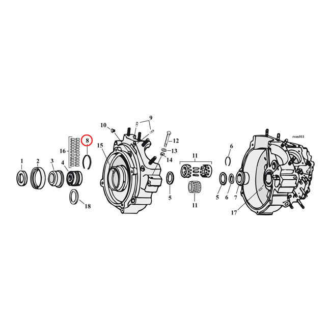 Retaining ring, sprocket shaft bearing