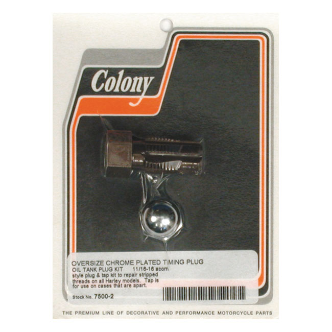 Colony, oversize timing/drain plug & tap kit. Acorn