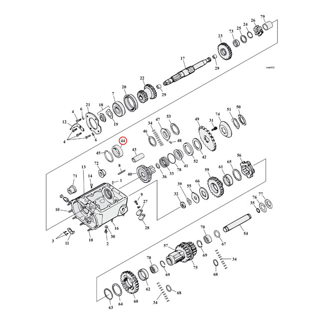 Outer bearing race, transmission mainshaft. +.002"