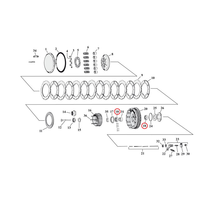 Needle bearing, clutch hub