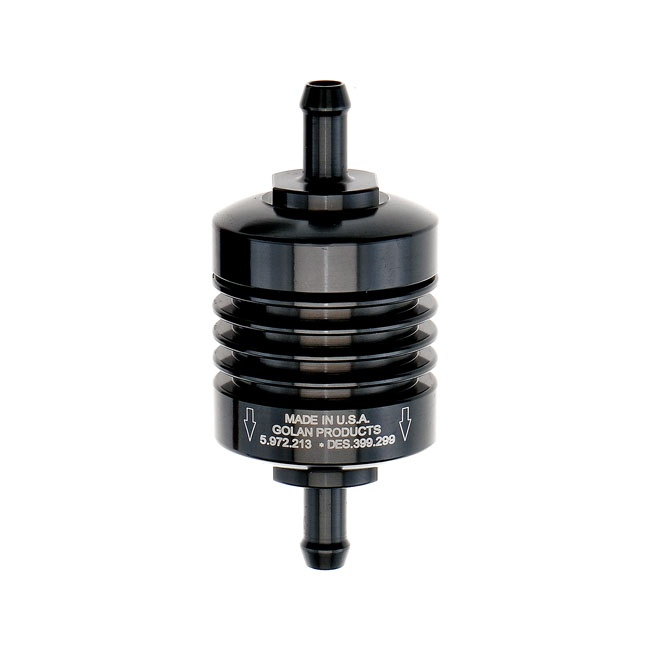 Golan mini fuel filter 1/4" (6 mm). Black anodized