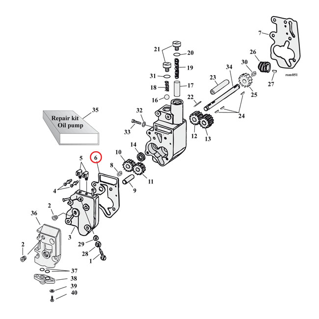 Cometic, oil pump body to cover gasket. Fiber