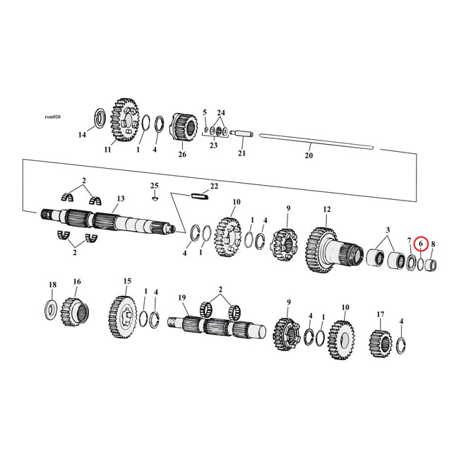 Cometic, o-ring transmission mainshaft. Right end