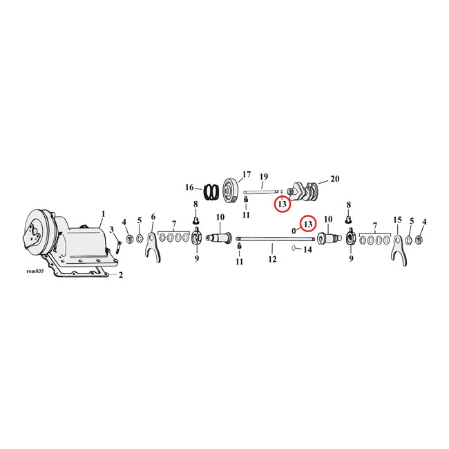 Cometic, O-ring shifter fork shaft. Flat