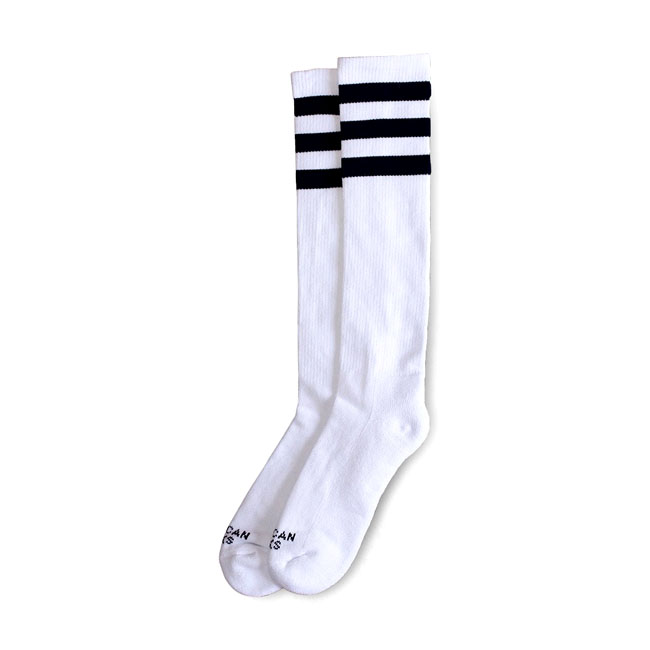 American Socks Knee high Old School triple black striped One size fits most; 49 cm