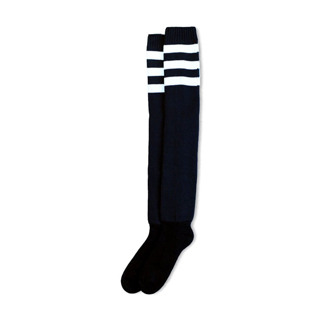 American Socks Ultra high Back in black triple white striped One size fits most; 58 cm