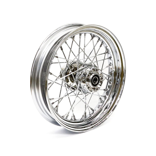 3.00 x 16 front wheel 40 spokes chrome