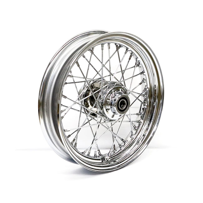 3.00 x 16 front wheel 40 spokes chrome