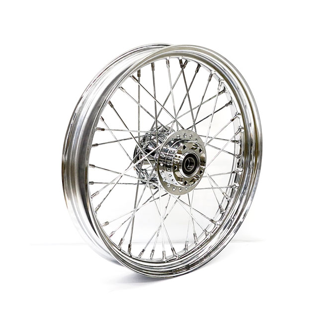 2.50 x 19 front wheel 40 spokes chrome