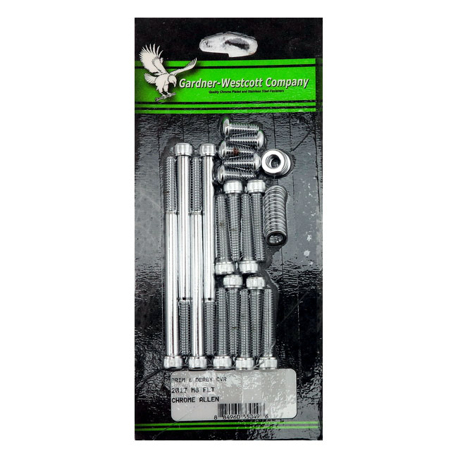 GW, primary & derby cover hardware kit. Chrome