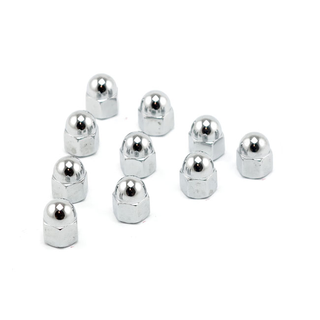 Colony, 8-32 acorn nuts chrome. Low Crown