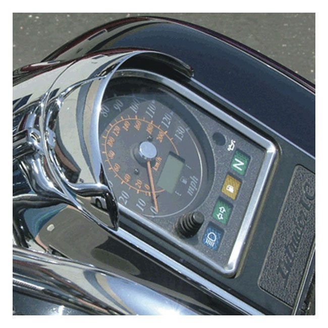 NC cast speedometer visor chrome