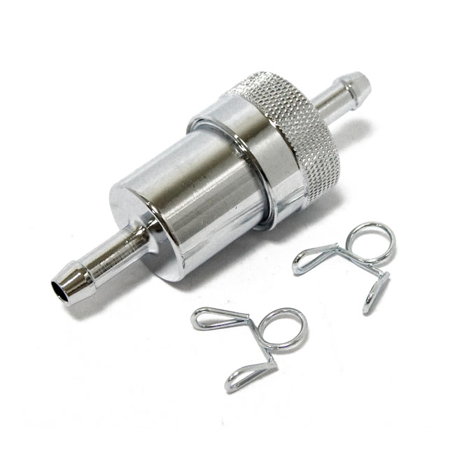 Chrome aluminum fuel filter, 1/4"