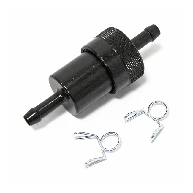 Black aluminum fuel filter, 1/4"