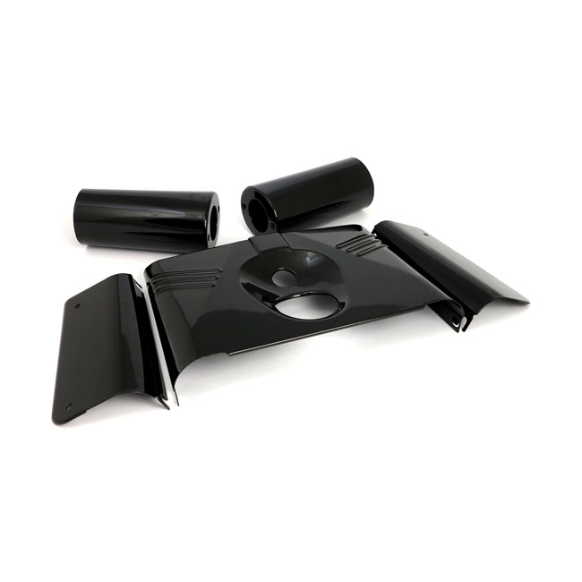 Fork panel kit 5-piece. Ribbed. Gloss black