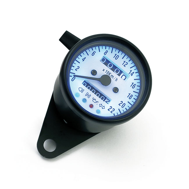 LED mini speedo 2:1 kmh. black with white face plate