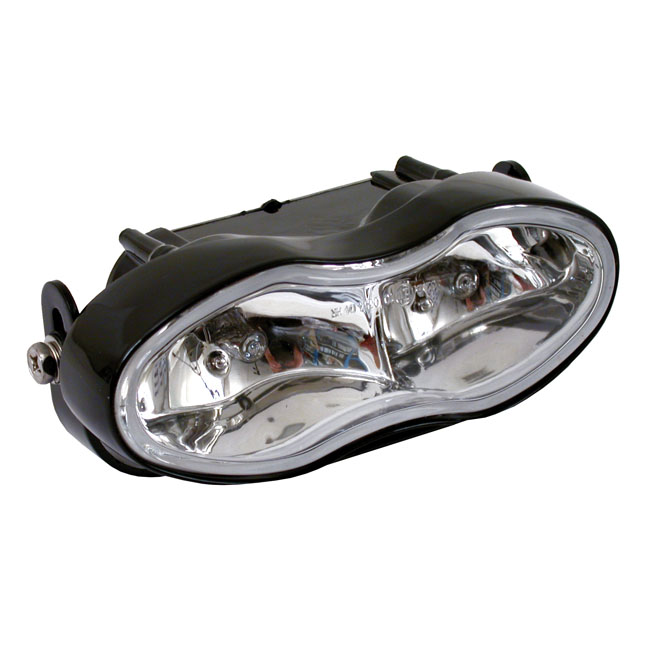 Oval shorty, double H3 headlamp. No housing. Clear lens