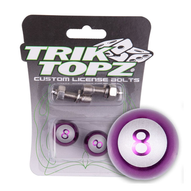 Trik Topz, Eight Ball license plate mounts. Purple