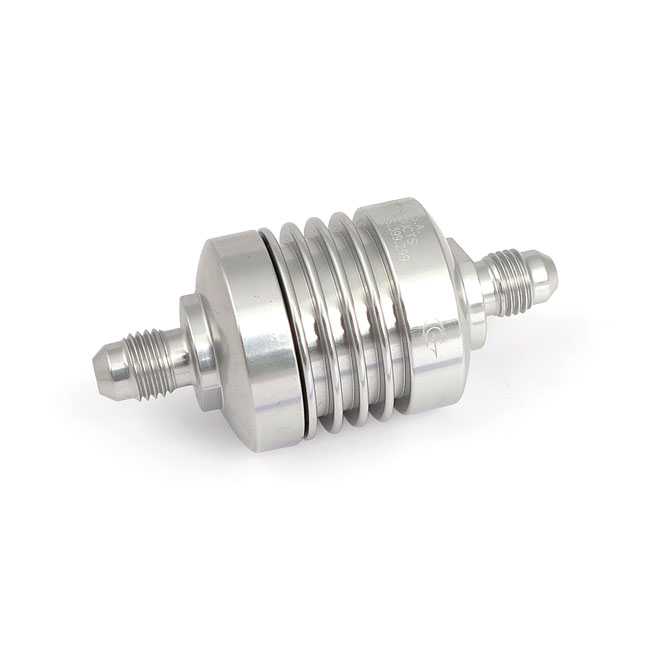 Golan mini fuel filter 6-AN threaded. Clear anodized