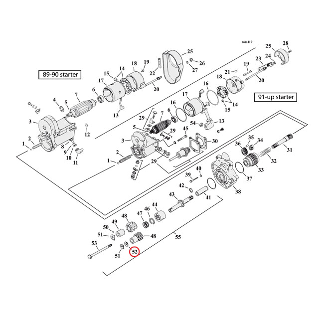 Thrust washer, starter gear bolt