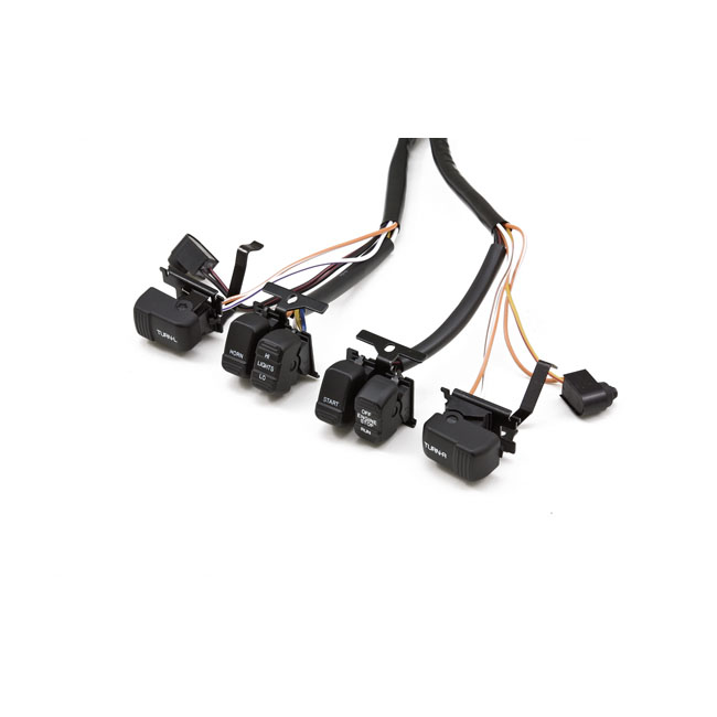 Handlebar wire & switch kit. Black switches