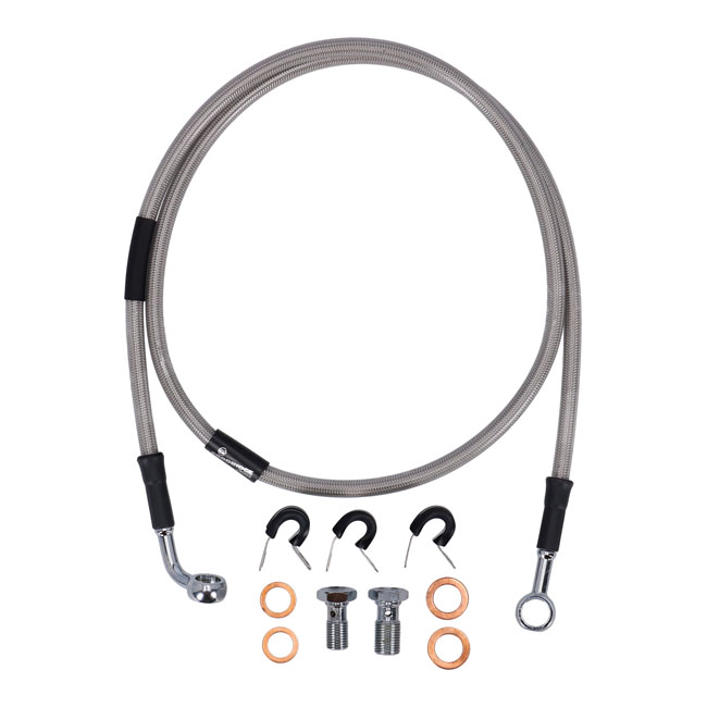 Goodridge brake line front, stainless clear coated