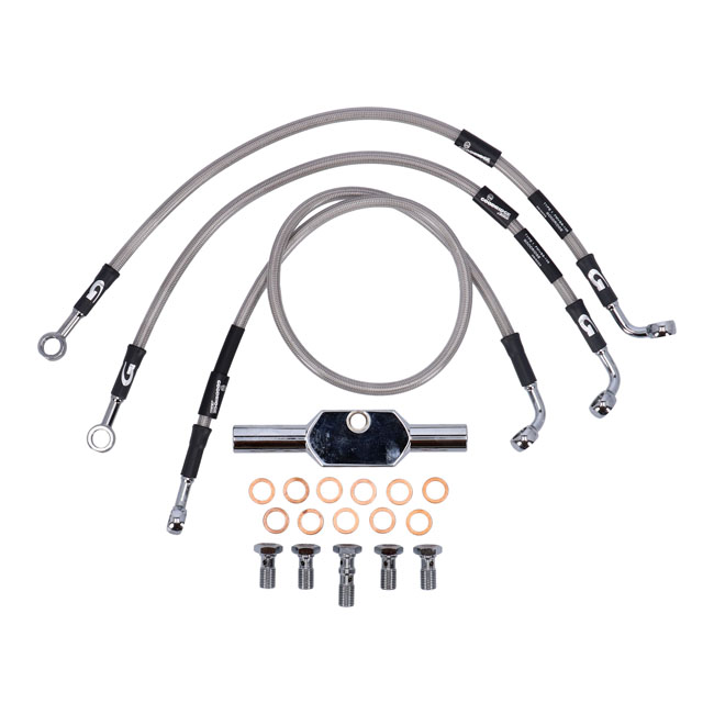 Goodridge brake line front, stainless clear coated