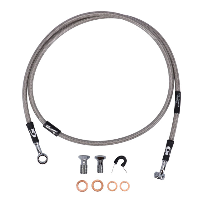 Goodridge brake line front, stainless clear coated