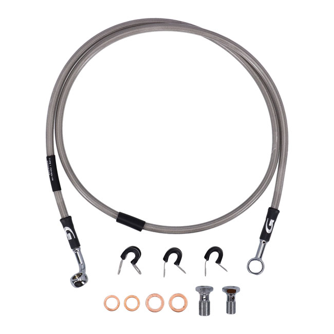 Goodridge brake line front, stainless clear coated