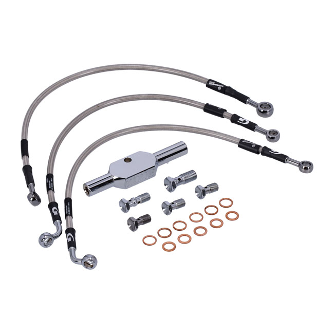 Goodridge brake line front, stainless clear coated