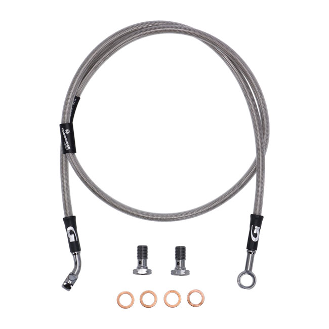 Goodridge brake line front, stainless clear coated