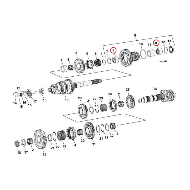 Needle bearing, transmission