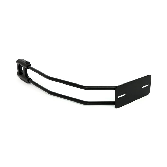 Behind tire license plate holder, axle mount. Black