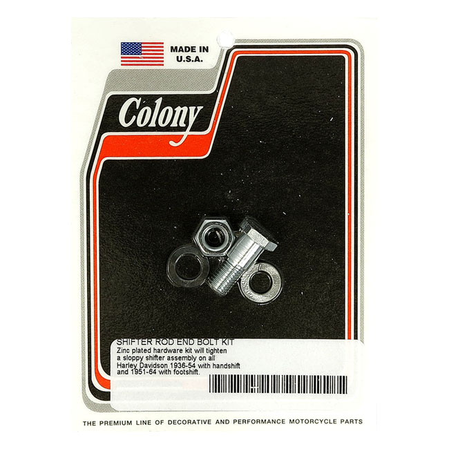 Colony, shifter rod bolt end kit. Zinc