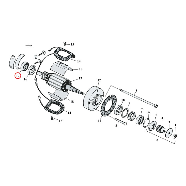 Ball bearing, brush end generator