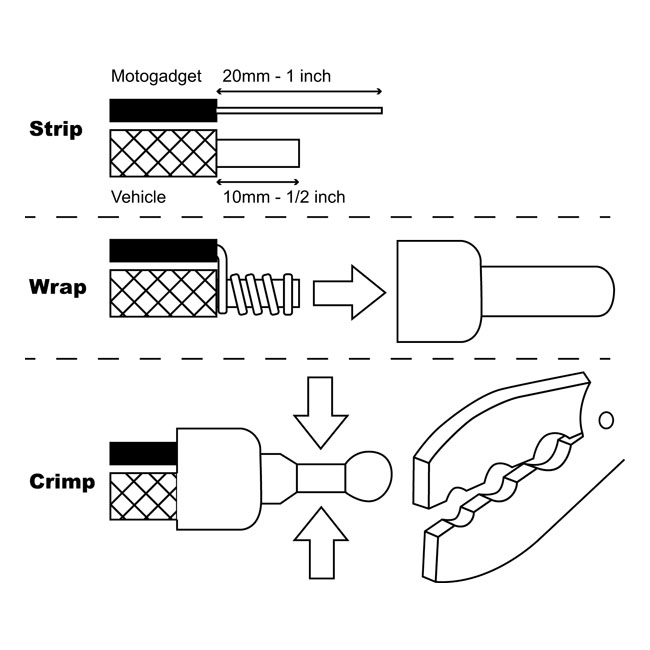 Motogadget, cable-end crimp connector set