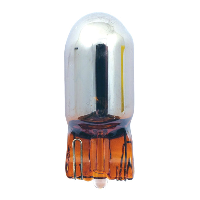 Light bulb #194. 12V 5W. Amber glass/chrome