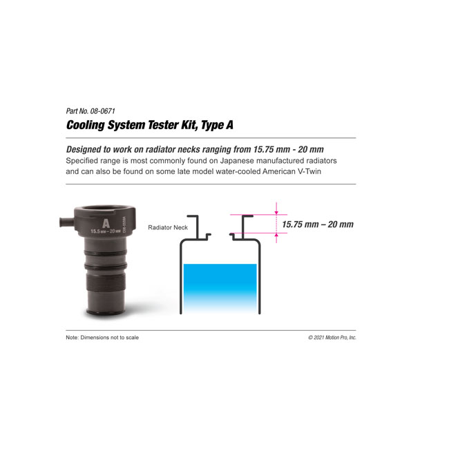 Motion Pro, type A adapter for cooling system tester